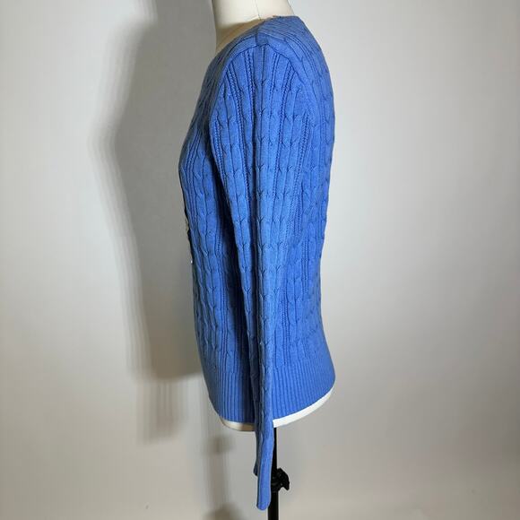 NWT St. John's Bay Blue Cable Knit Crewneck Sweater Preppy Womens Size Medium M - Picture 5 of 10